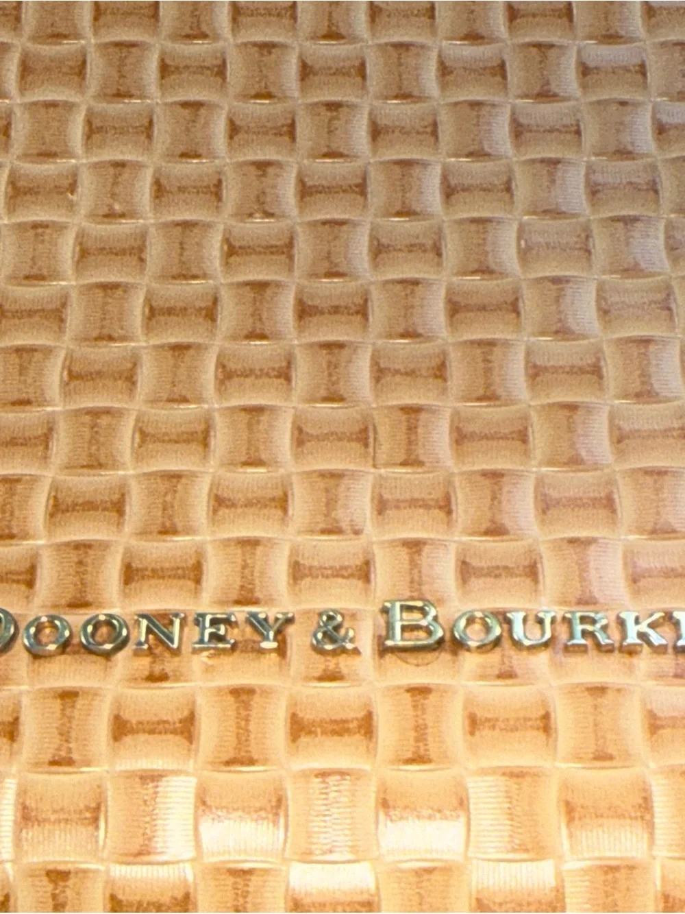 Dooney & Bourke Tan Woven Tote with Dark Brown Trim - Picture 2 of 16